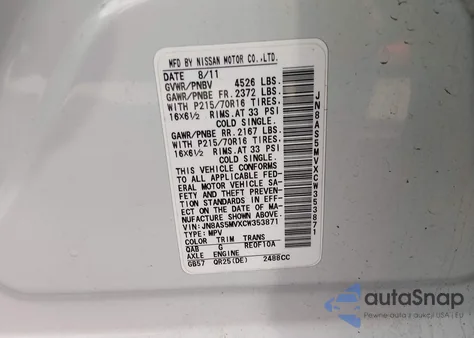 2012 Nissan Rogue S z USA, uszkodzony, nr VIN JN8AS5MVXCW353871